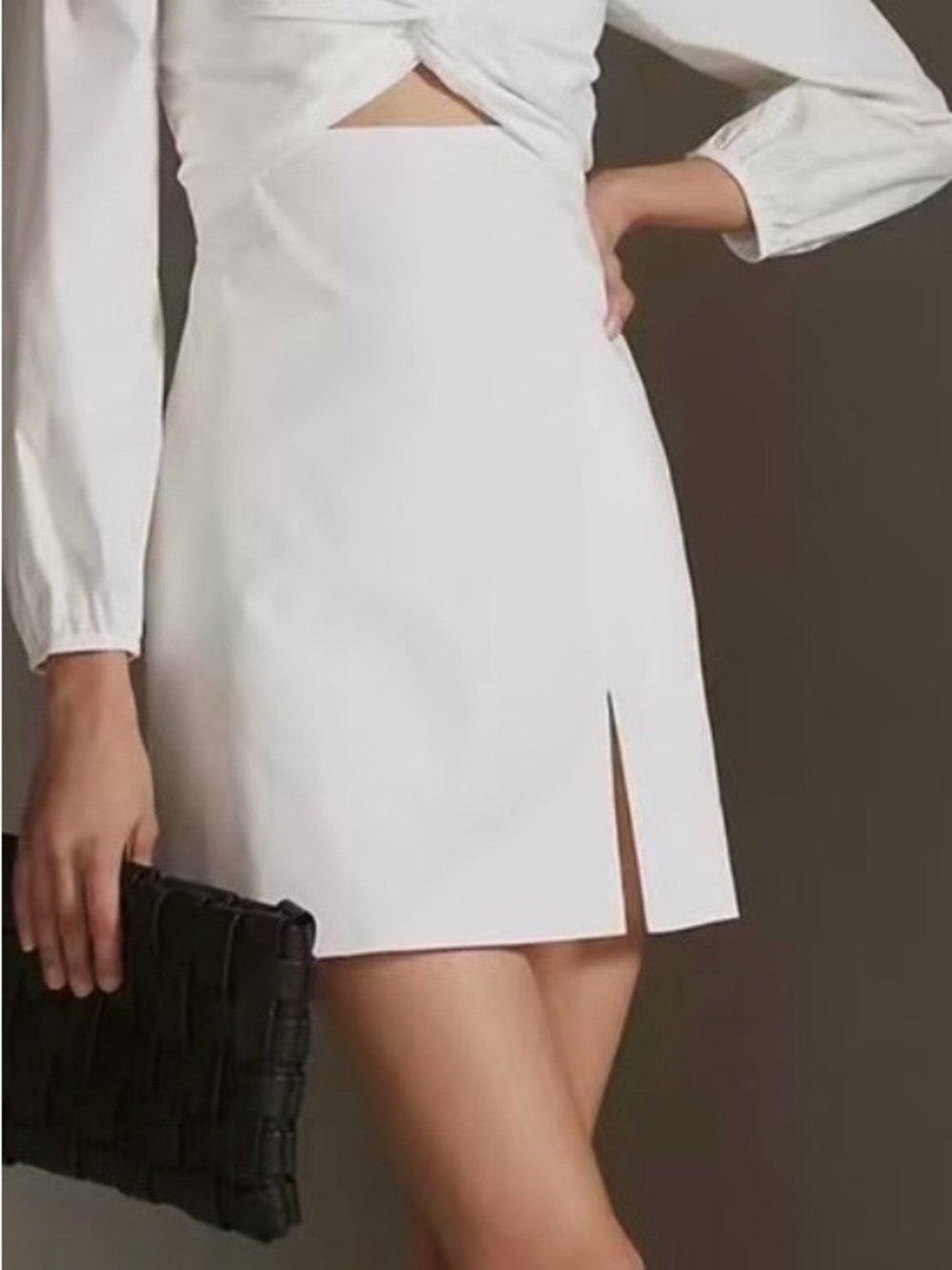 Mare Mare x Anthropologie Womens Dress M White Mini Cut Out Twill Halter Antro